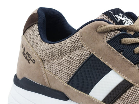 U.S. POLO ASSN Sneaker Uomo Mesh bande Beige Blue CLEM