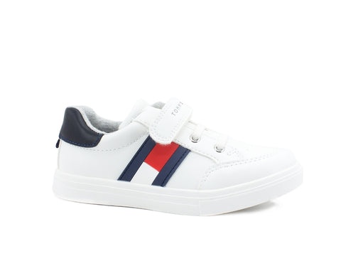 TOMMY HILFIGER Sneaker Bambina Strap Bande White Blue Red T1B4-30702