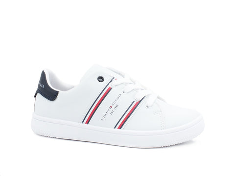 TOMMY HILFIGER Sneaker Bambino Lacci Logo Bande White Blu T3B4-31085