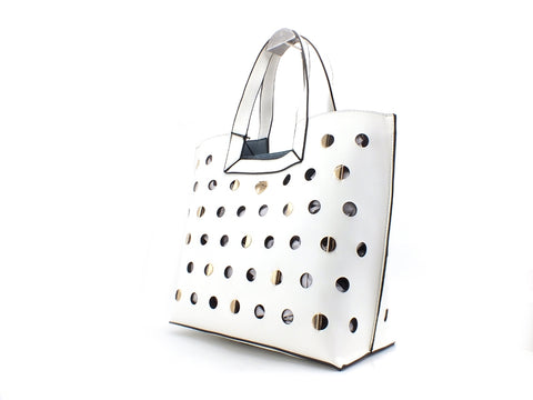 LE PANDORINI Iris Bag Day Borsa Manici Traforata Off White PE21DAM02782-01
