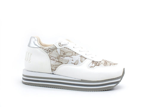 ALVIERO MARTINI 1A CLASSE Sneaker Running Donna Geo Lamè White Safari N0562-0558