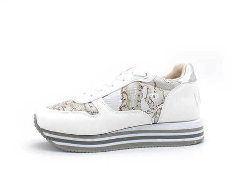 ALVIERO MARTINI 1A CLASSE Sneaker Running Donna Geo Lamè White Safari N0562-0558