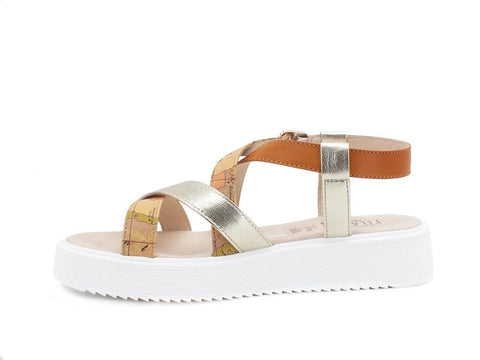 ALVIERO MARTINI 1A CLASSE Sandalo Suola Gomma Fascia Platinum N0954-0504 - Sandrini Calzature e Abbigliamento