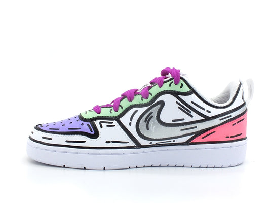 CUSTOM / NIKE Court Vision Low Sneaker Comics Light Green Pink DH3158-100