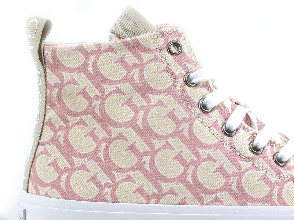 GUESS Sneaker Hi Canvas Loghi White Pink FL5ERHFAL12 - Sandrini Calzature e Abbigliamento