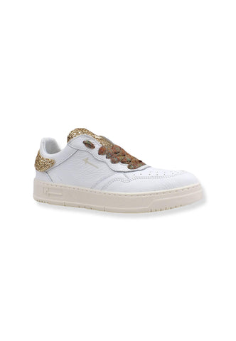 4LINE Fourline Sneaker Donna Low Max Bianco Glitter Oro X20 - Sandrini Calzature e Abbigliamento