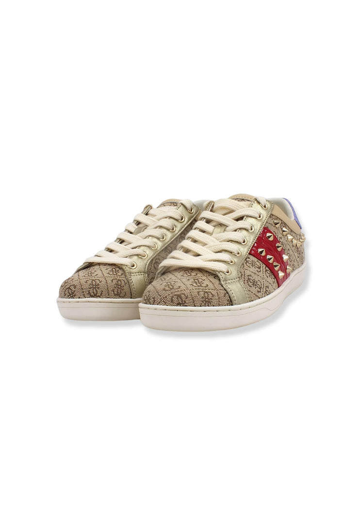 GUESS Sneaker Donna Loghi Borchie Beige Red FL7RL3FAL12