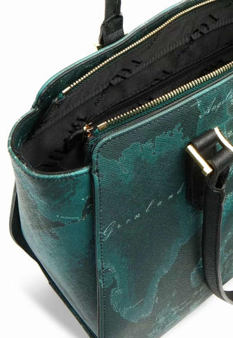 ALVIERO MARTINI 1° CLASSE Borsa Geo Abete Shopping Verde Bottiglia GT74-9761 - Sandrini Calzature e Abbigliamento