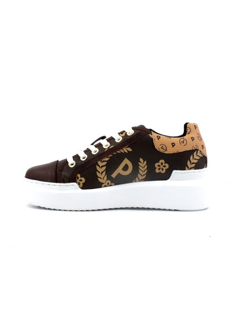 POLLINI Sneaker Loghi Donna Marrone Crema TA15274G0FQ1E11A