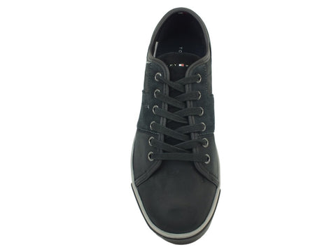 TOMMY H. Leather Mix Long Lac Black FM0FM01678