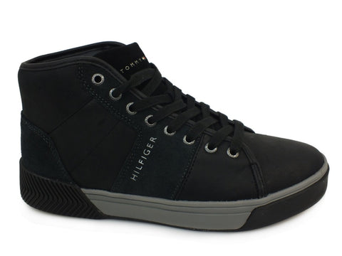 TOMMY H. Leather Mix High Top Cupsole Black FM0FM01680
