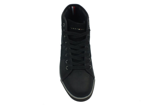 TOMMY H. Leather Mix High Top Cupsole Black FM0FM01680