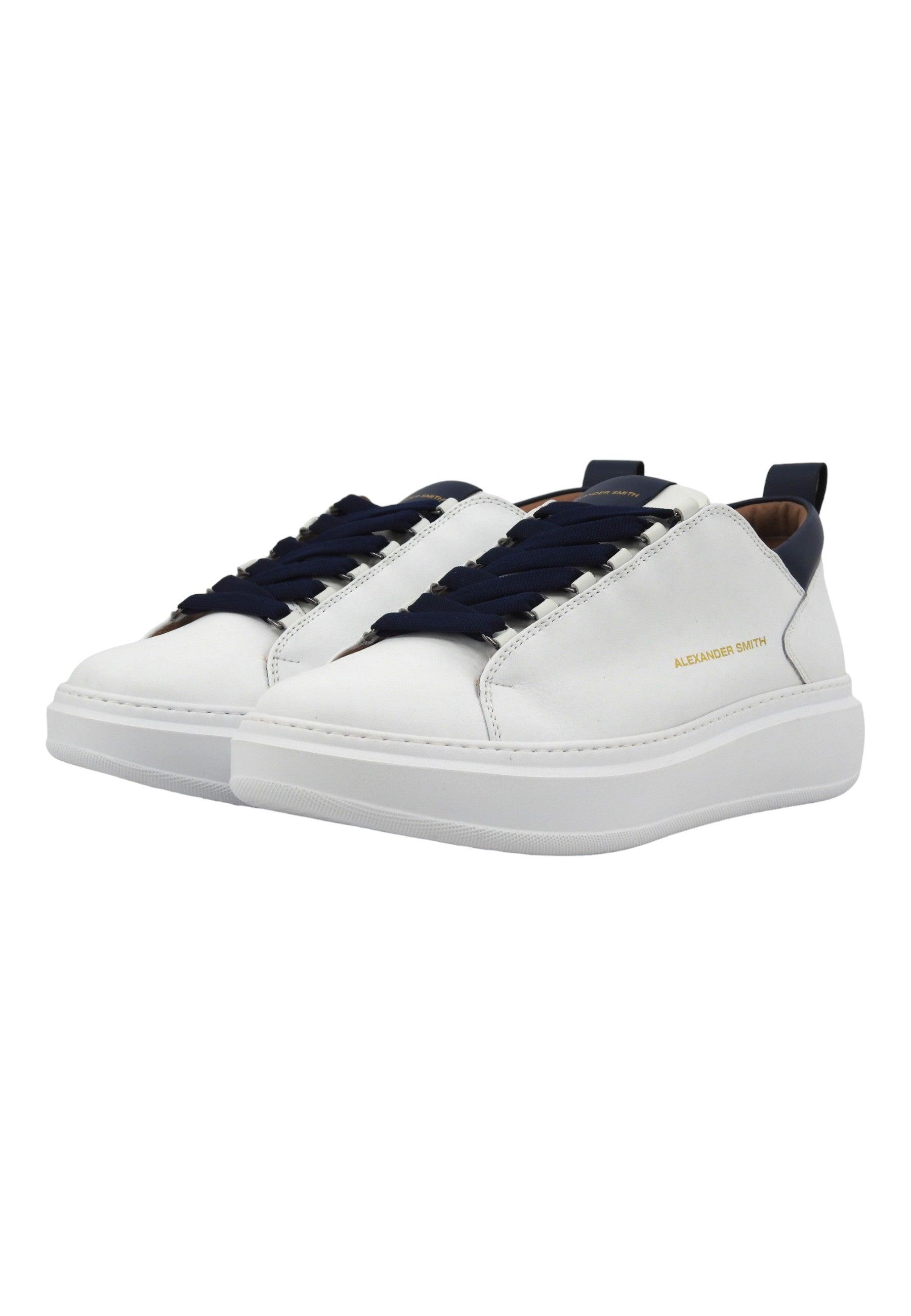 ALEXANDER SMITH Wembley Sneaker Uomo White Blue WYM2260 - Sandrini Calzature e Abbigliamento