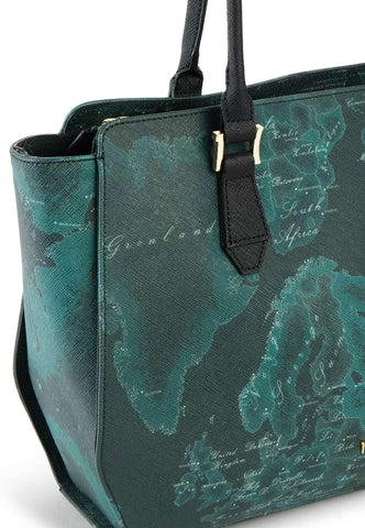 ALVIERO MARTINI 1° CLASSE Borsa Geo Abete Shopping Verde Bottiglia GT74-9761 - Sandrini Calzature e Abbigliamento