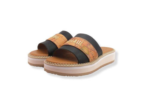 ALVIERO MARTINI 1° CLASSE Ciabatta Fascia Geo Black Beige N1173-0326 - Sandrini Calzature e Abbigliamento