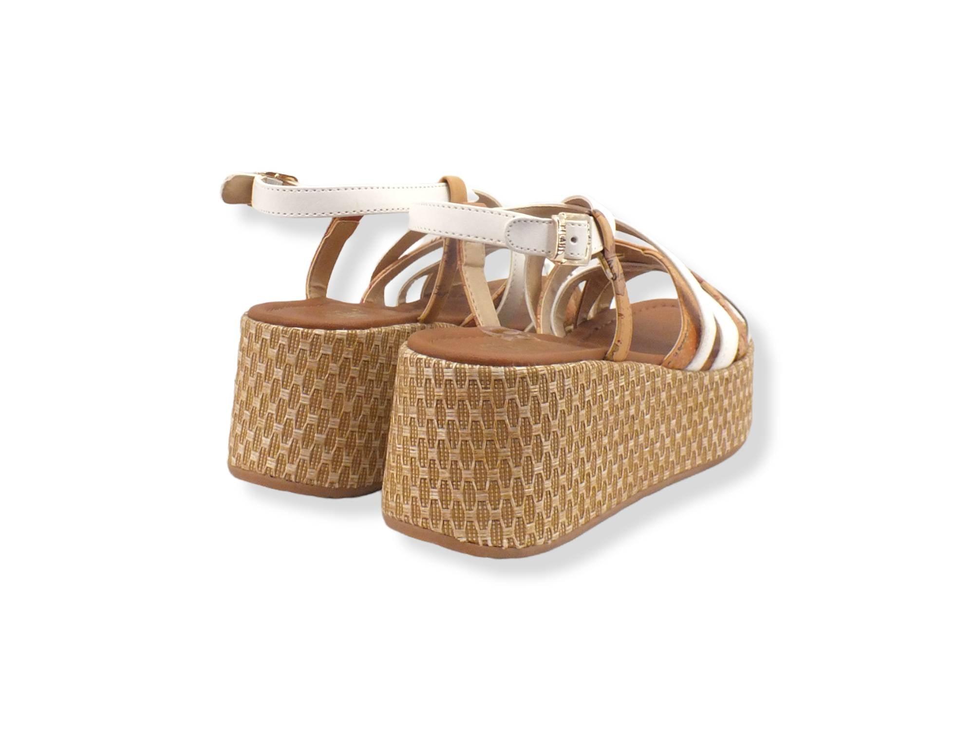 ALVIERO MARTINI 1° CLASSE Sandalo Zeppa Bicolor White Beige N1250-0371 - Sandrini Calzature e Abbigliamento