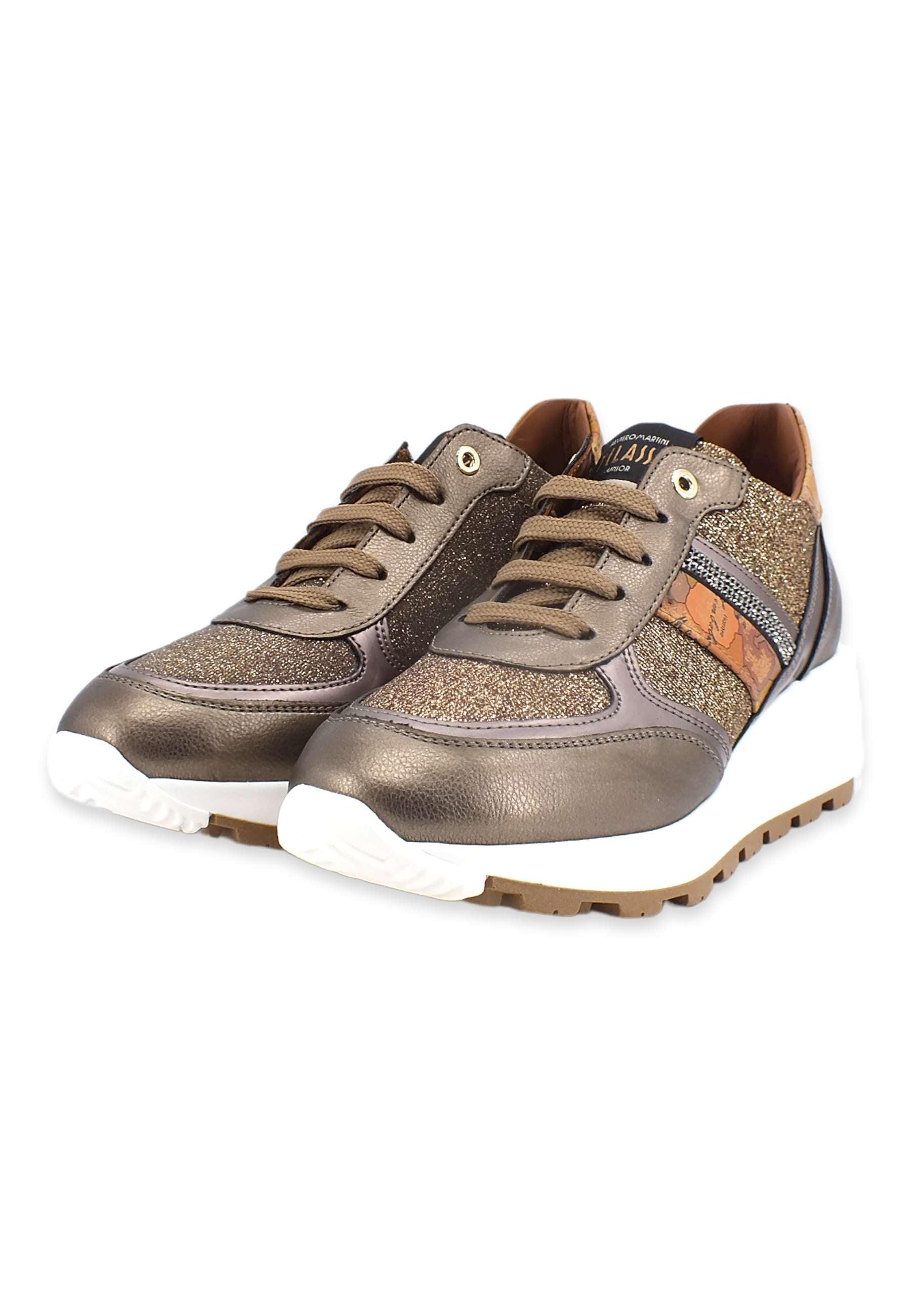 ALVIERO MARTINI 1° CLASSE Sneaker Glitter Donna Bronze Geo N1358-1488 - Sandrini Calzature e Abbigliamento