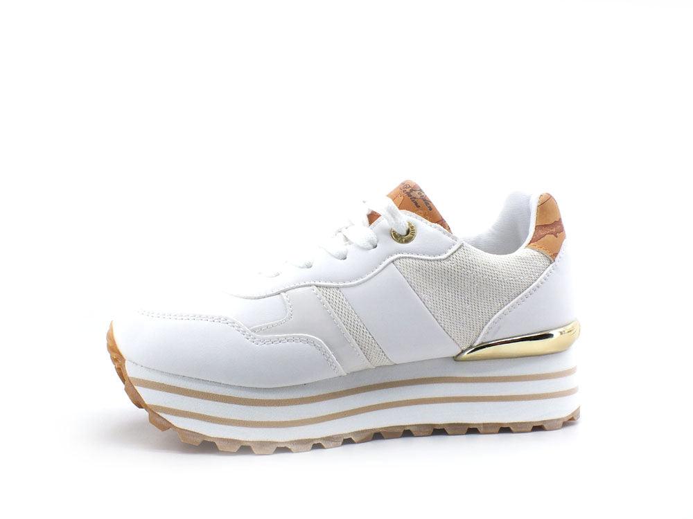 ALVIERO MARTINI 1° CLASSE Sneaker Glitter Logo White Beige Geo N1169-0558 - Sandrini Calzature e Abbigliamento