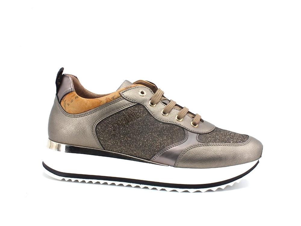 ALVIERO MARTINI 1A CLASSSE Sneaker Lurex Pelle Geo Taupe N1019-1131 - Sandrini Calzature e Abbigliamento
