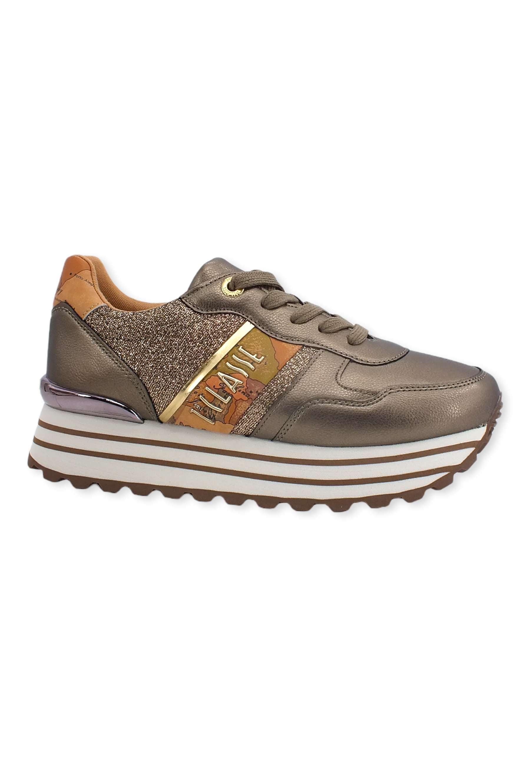 ALVIERO MARTINI1° CLASSE Sneaker Donna Lamè Grigio Taupe Geo Beige N1324-1488 - Sandrini Calzature e Abbigliamento