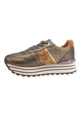 ALVIERO MARTINI1° CLASSE Sneaker Donna Lamè Grigio Taupe Geo Beige N1324-1488 - Sandrini Calzature e Abbigliamento