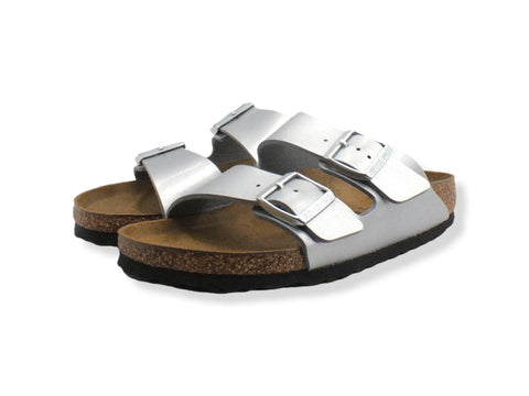 BIRKENSTOCK Arizona Ciabatta Due Fibbie Donna Silver 1012283 - Sandrini Calzature e Abbigliamento