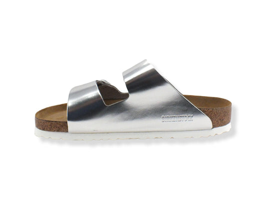 BIRKENSTOCK Arizona Ciabatta Fibbie Donna Metallic Silver 1005960 - Sandrini Calzature e Abbigliamento