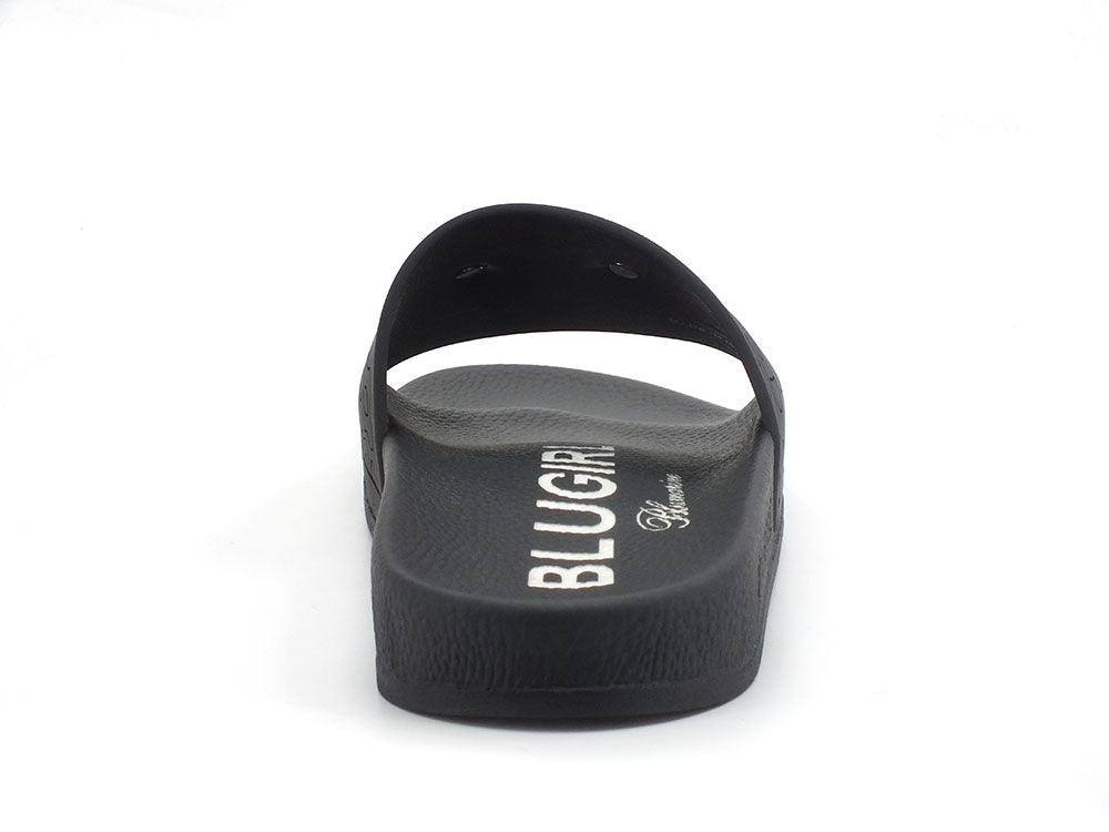 BLUGIRL Blumarine Chic 1 Ciabatta Slipper Logo Black Nero Silver 6A2501EX028 - Sandrini Calzature e Abbigliamento
