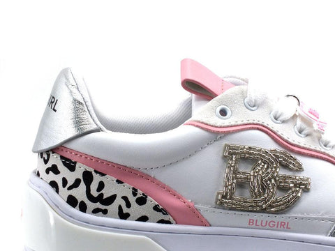 BLUGIRL Blumarine Wow 01 Sneaker Glitter Bianco Pink Leopard 6A2509PX106 - Sandrini Calzature e Abbigliamento