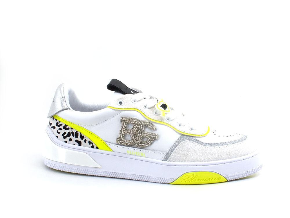 BLUGIRL Blumarine Wow 01 Sneaker Glitter Bianco Yellow Fluo 6A2509PX106 - Sandrini Calzature e Abbigliamento