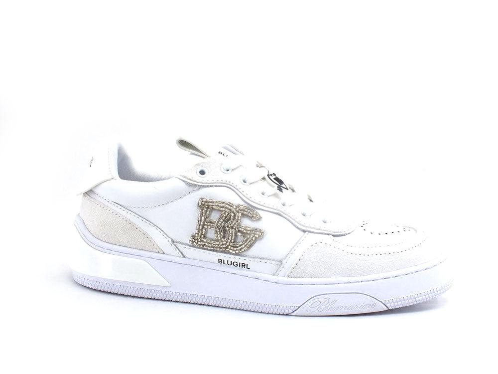 BLUGIRL Blumarine Wow 01 Sneaker Suede Bianco White 6A2509PX245 - Sandrini Calzature e Abbigliamento