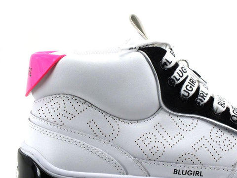 BLUGIRL Blumarine Wow 02 Sneaker Pelle White Pink Fluo 6A2511PX246 - Sandrini Calzature e Abbigliamento