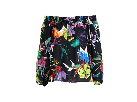 CAFENOIR Camicia Blusa Barchetta Floreale Fiore Haway Nero JC0022 - Sandrini Calzature e Abbigliamento