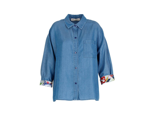 CAFENOIR Camicia Jeans Denim 3/4 Pipistrello Blu Pervinca JC0021 - Sandrini Calzature e Abbigliamento