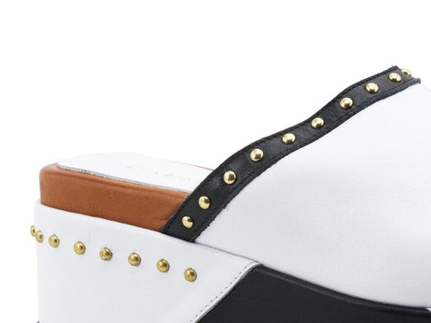 CAFENOIR Ciabatta Platform Fascia Borchie Bianco HH1360 - Sandrini Calzature e Abbigliamento