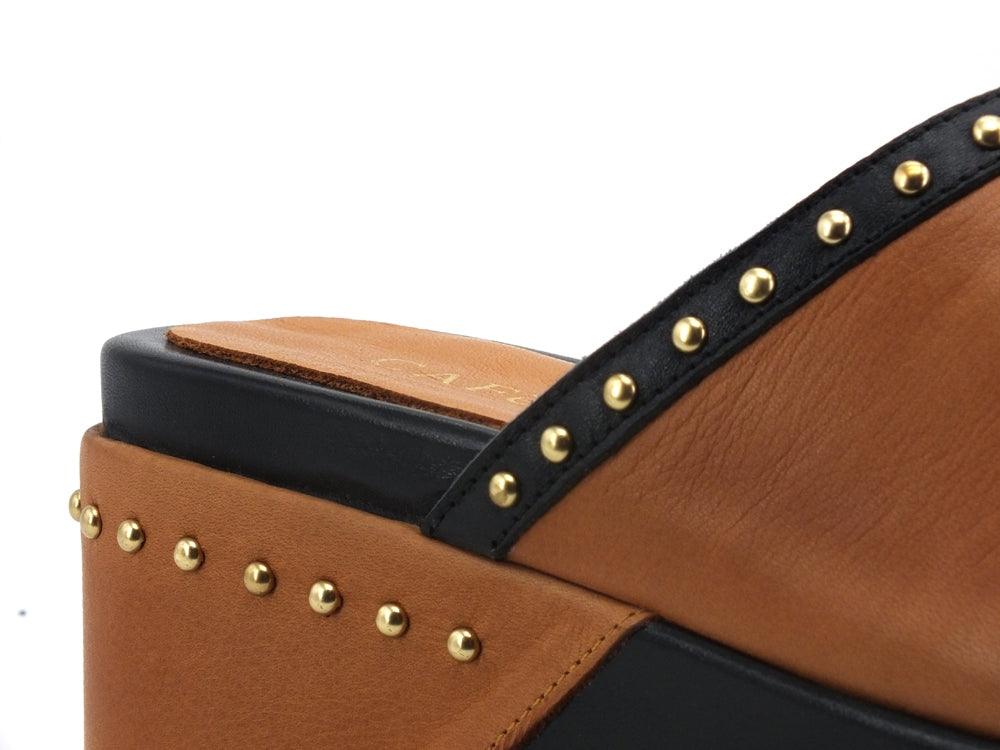 CAFENOIR Ciabatta Platform Fascia Borchie Cuoio HH1360 - Sandrini Calzature e Abbigliamento