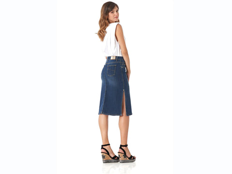 CAFENOIR Gonna Midi Jeans Blu Medio Scuro JJ6230 - Sandrini Calzature e Abbigliamento