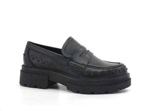 CAFENOIR Mocassino Borchie Carrarmato Nero EC9320 - Sandrini Calzature e Abbigliamento