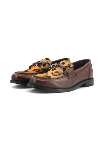 CAFENOIR Mocassino Donna Marrone Cognac Leopard DV1002 - Sandrini Calzature e Abbigliamento