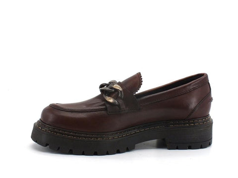 CAFENOIR Mocassino Pelle Platform Catena Tabacco FM1220 - Sandrini Calzature e Abbigliamento