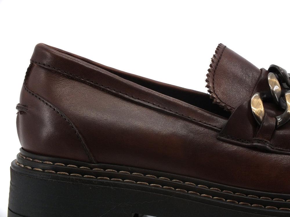 CAFENOIR Mocassino Pelle Platform Catena Tabacco FM1220 - Sandrini Calzature e Abbigliamento