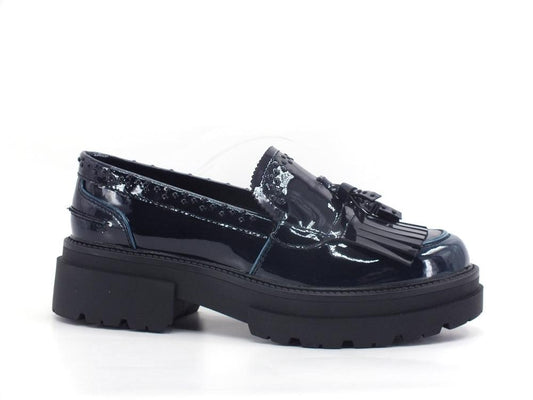 CAFENOIR Mocassino Vernice Frange Blu EC9210 - Sandrini Calzature e Abbigliamento