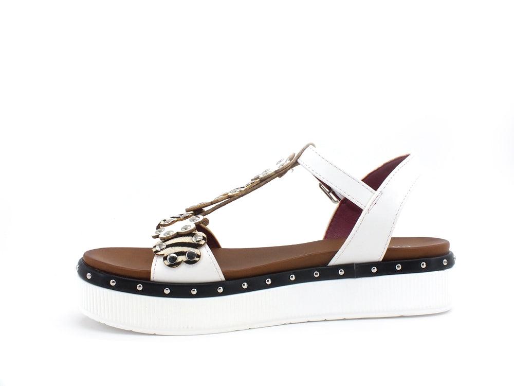 CAFENOIR Sandalo Fiori Borchie Bianco Nero GC9330 - Sandrini Calzature e Abbigliamento