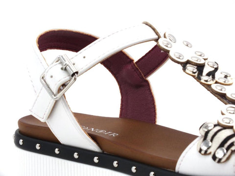 CAFENOIR Sandalo Fiori Borchie Bianco Nero GC9330 - Sandrini Calzature e Abbigliamento