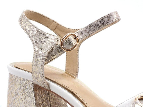 CAFENOIR Sandalo Tacco Bicolor Platino LB9180 - Sandrini Calzature e Abbigliamento