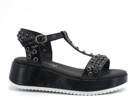 CAFENOIR Sandalo Zeppa Borchie Nero GHB948 - Sandrini Calzature e Abbigliamento