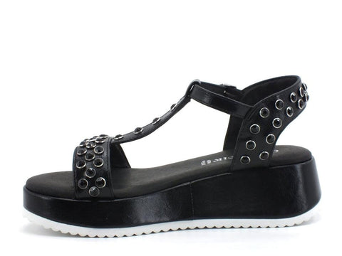 CAFENOIR Sandalo Zeppa Borchie Nero GHB948 - Sandrini Calzature e Abbigliamento