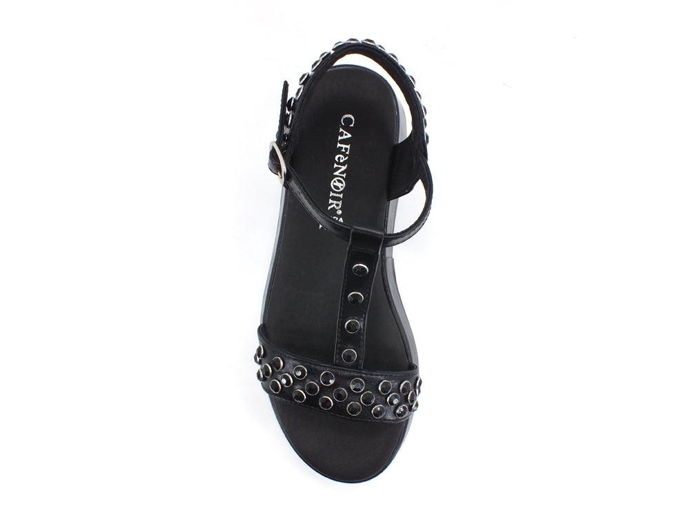 CAFENOIR Sandalo Zeppa Borchie Nero GHB948 - Sandrini Calzature e Abbigliamento