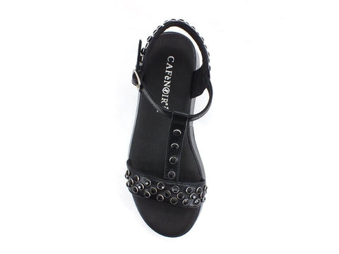 CAFENOIR Sandalo Zeppa Borchie Nero GHB948 - Sandrini Calzature e Abbigliamento