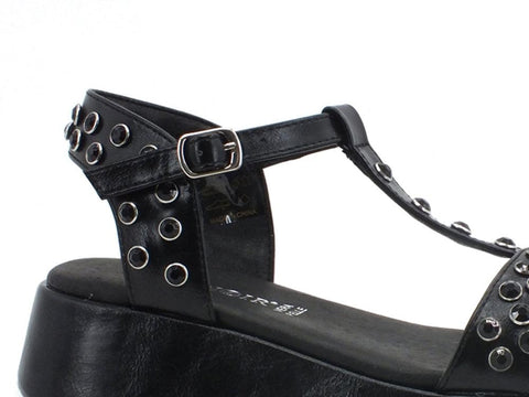 CAFENOIR Sandalo Zeppa Borchie Nero GHB948 - Sandrini Calzature e Abbigliamento